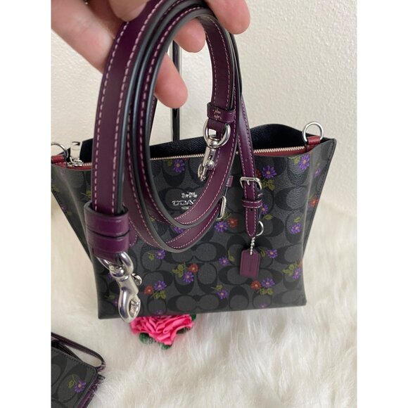 Coach Mollie Tote Bag 25 Canvas Country Floral Print & Matching Wallet Leather - Picture 9 of 16